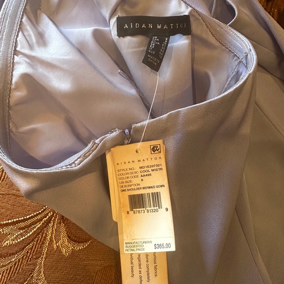 Aidan mattox baby blue silk Long one shoulder mermaid gown size 8 - Picture 9 of 13